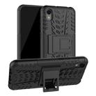 Shockproof  PC + TPU Tire Pattern Case for Huawei Honor 8s, with Holder (Black) - 1