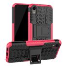 Shockproof  PC + TPU Tire Pattern Case for Huawei Honor 8s, with Holder (Pink) - 1