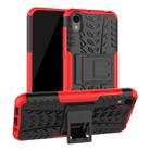 Shockproof  PC + TPU Tire Pattern Case for Huawei Honor 8s, with Holder (Red) - 1