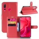 Litchi Texture Horizontal Flip Leather Case for Huawei Nova 4, with Card Slots & Holder & Wallet (Red) - 1