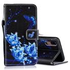 Blue Folwer Pattern Horizontal Flip Leather Case for Huawei P20, with Holder & Card Slots & Wallet - 1