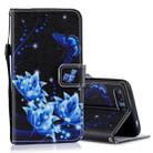 Blue Folwer Pattern Horizontal Flip Leather Case for Huawei Honor 10, with Holder & Card Slots & Wallet - 1