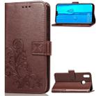 Lucky Clover Pressed Flowers Pattern Leather Case for Huawei Y9 (2019) / Enjoy 9 Plus, with Holder & Card Slots & Wallet & Hand Strap (Brown) - 1