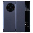 For Huawei Mate 40 Pro PU Leather Horizontal Flip Case, with Caller ID Display & Sleep / Wake-up Function(Dark Blue) - 1