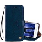 For Huawei  Honor 6A Business Style Oil Wax Texture Horizontal Flip Leather Case with Holder & Card Slots & Hand Strap(Blue) - 1