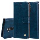 Business Style Oil Wax Texture Horizontal Flip Leather Case for Huawei Mate 20 Lite, with Holder & Card Slots & Wallet (Blue) - 1