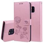 Rose Embossed Horizontal Flip PU Leather Case for Huawei Mate 20 Pro, with Holder & Card Slots & Wallet (Rose Gold) - 1