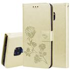 Rose Embossed Horizontal Flip PU Leather Case for Huawei Mate 20, with Holder & Card Slots & Wallet (Gold) - 1