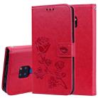 Rose Embossed Horizontal Flip PU Leather Case for Huawei Mate 20, with Holder & Card Slots & Wallet (Red) - 1