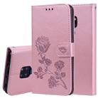 Rose Embossed Horizontal Flip PU Leather Case for Huawei Mate 20, with Holder & Card Slots & Wallet (Rose Gold) - 1