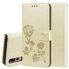 Rose Embossed Horizontal Flip PU Leather Case for Huawei P20 Pro, with Holder & Card Slots & Wallet (Gold) - 1