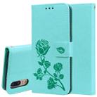 Rose Embossed Horizontal Flip PU Leather Case for Huawei P20, with Holder & Card Slots & Wallet (Green) - 1