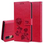 Rose Embossed Horizontal Flip PU Leather Case for Huawei P20, with Holder & Card Slots & Wallet (Red) - 1