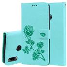 Rose Embossed Horizontal Flip PU Leather Case for Huawei Y9 (2019), with Holder & Card Slots & Wallet (Green) - 1