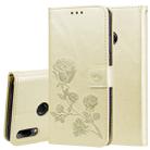 Rose Embossed Horizontal Flip PU Leather Case for Huawei Y9 (2019), with Holder & Card Slots & Wallet (Gold) - 1