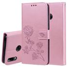 Rose Embossed Horizontal Flip PU Leather Case for Huawei Y9 (2019), with Holder & Card Slots & Wallet (Rose Gold) - 1