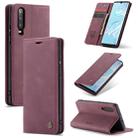 CaseMe-013 Multifunctional Retro Frosted Horizontal Flip Leather Case for Huawei P30, with Card Slot & Holder & Wallet (Wine Red) - 1