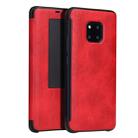 Fierre Shann Crazy Horse Texture Horizontal Flip PU Leather Case for Huawei Mate 20 Pro, with Smart View Window & Sleep Wake-up Function (Red) - 1