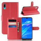 Litchi Texture Horizontal Flip Leather Case for Huawei Enjoy 9 / Y7 prime (2019) / Y7 Pro (2019), with Wallet & Holder & Card Slots(Red) - 1