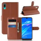 Litchi Texture Horizontal Flip Leather Case for Huawei Enjoy 9 / Y7 prime (2019) / Y7 Pro (2019), with Wallet & Holder & Card Slots(Brown) - 1