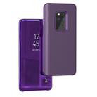 Mirror Clear View Horizontal Flip PU Smart Leather Case for Huawei Mate 20, with Holder (Purple) - 1