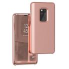 Mirror Clear View Horizontal Flip PU Smart Leather Case for Huawei Mate 20, with Holder (Rose Gold) - 1