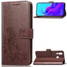 Lucky Clover Pressed Flowers Pattern Leather Case for Huawei Nova 4, with Holder & Card Slots & Wallet & Hand Strap (Brown) - 1