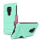 Ultra-thin TPU+PC Brushed Texture Shockproof Protective Case for Huawei Mate 20, with Holder & Card Slot(Mint Green) - 1