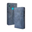 Magnetic Buckle Retro Texture Horizontal Flip Leather Case for Huawei Y7 (2019) / Y7 Prime (2019), with Holder & Card Slots & Wallet (Blue) - 1