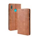 Magnetic Buckle Retro Texture Horizontal Flip Leather Case for Huawei Y7 (2019) / Y7 Prime (2019), with Holder & Card Slots & Wallet (Brown) - 1