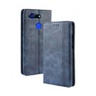 Magnetic Buckle Retro Texture Horizontal Flip Leather Case for Huawei Honor View 20, with Holder & Card Slots & Wallet (Blue) - 1