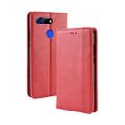 Magnetic Buckle Retro Texture Horizontal Flip Leather Case for Huawei Honor View 20, with Holder & Card Slots & Wallet (Red) - 1