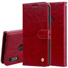 Business Style Oil Wax Texture Horizontal Flip Leather Case for Huawei Y6 (2019) / Honor 8A, with Holder & Card Slots & Wallet (Red) - 1