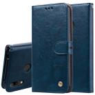 Business Style Oil Wax Texture Horizontal Flip Leather Case for Huawei Y7 (2019), with Holder & Card Slots & Wallet (Blue) - 1