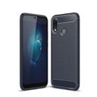 For Huawei  P20 Lite Brushed Texture Carbon Fiber Shockproof TPU Protective Back Case (Navy Blue) - 1