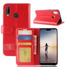 For Huawei  P20 Lite PU + TPU Crazy Horse Texture Horizontal Flip Leather Case with Wallet & Holder & Card Slots (Red) - 1