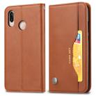 Knead Skin Texture Horizontal Flip Leather Case for Huawei P30 Lite, with Photo Frame & Holder & Card Slots & Wallet (Brown) - 1