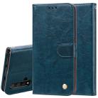 Business Style Oil Wax Texture Horizontal Flip Leather Case for Huawei Honor 20, with Holder & Card Slots & Wallet (Blue) - 1