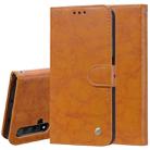 Business Style Oil Wax Texture Horizontal Flip Leather Case for Huawei Honor 20, with Holder & Card Slots & Wallet (Brown) - 1