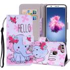 Butterfly Elephant Pattern Colored Drawing Horizontal Flip Leather Case for Huawei P Smart / Enjoy 7S, with Holder & Card Slots & Wallet & Lanyard - 1