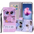 Cute Owl Pattern Colored Drawing Horizontal Flip Leather Case for Huawei P Smart / Enjoy 7S, with Holder & Card Slots & Wallet & Lanyard - 1
