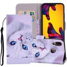 White Cat Pattern Colored Drawing Horizontal Flip Leather Case for Huawei P20 Lite, with Holder & Card Slots & Wallet & Lanyard - 1