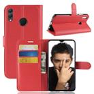 Litchi Texture Horizontal Flip Leather Case for Huawei Honor 8X, with Holder & Card Slots & Wallet & Photo Frame(Red) - 1