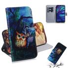 Oil Painting Owl Pattern Coloured Drawing Horizontal Flip Leather Case for Huawei Y7 Prime (2019) / Y7 Pro (2019) / Enjoy 9, with Holder & Card Slots & Wallet - 1