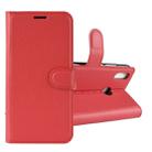 Litchi Texture Horizontal Flip Leather Case for Huawei Y9 (2019), with Holder & Card Slots & Wallet(Red) - 1