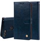 Business Style Oil Wax Texture Horizontal Flip Leather Case for Huawei P Smart / Enjoy 7S, with Holder & Card Slots & Wallet(Blue) - 1