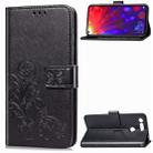 Lucky Clover Pressed Flowers Pattern Leather Case for Huawei V20, with Holder & Card Slots & Wallet & Hand Strap (Black) - 1