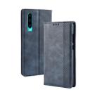Magnetic Buckle Retro Crazy Horse Texture Horizontal Flip Leather Case for Huawei P30, with Holder & Card Slots & Photo Frame(Blue) - 1