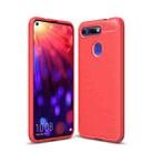 Brushed Texture Carbon Fiber Shockproof TPU Case for Huawei Honor View 20(Red) - 1