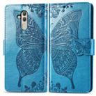 Butterfly Love Flowers Embossing Horizontal Flip Leather Case for Huawei Mate 20 Lite, with Holder & Card Slots & Wallet (Blue) - 1